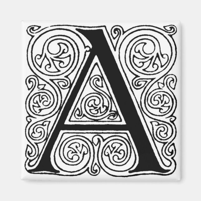 Monogram 'A' med trådar - magnet (Framsidan)