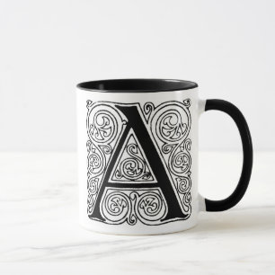 Monogram "A" med wirls - Mugg