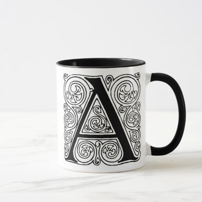 Monogram "A" med wirls - Mugg (Höger)