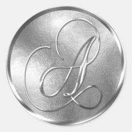 Monogram A NONMETALLIC Silver kuvertförsegling Runt Klistermärke