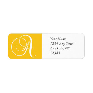 Monogram A-Returetiketter, Gult Returadress Etikett