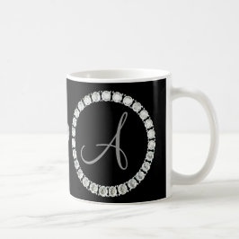 Monogram A rhinestones svart bg Kaffemugg
