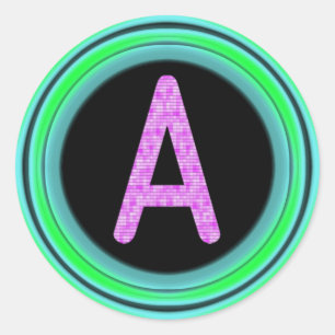 Monogram ’A’ Runt Klistermärke