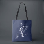 Monogram A Rustic blommigt Navy Blue personlig  Tygkasse<br><div class="desc">Monogram A Rustic blommigt Navy Blue personlig Tote Bag</div>