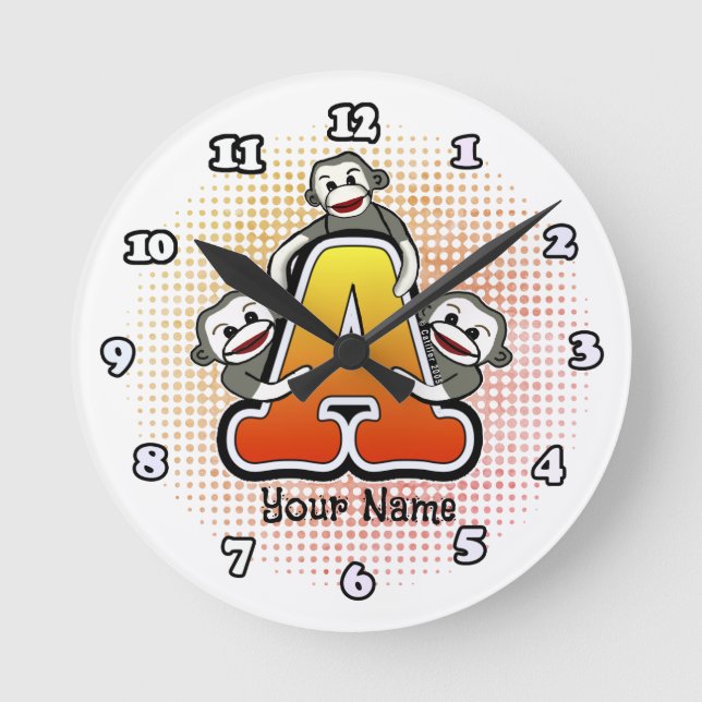 Monogram A Sock monkey klocka (Framsida)