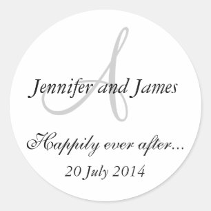 Monogram A Stickers for Wedding Favors Runt Klistermärke