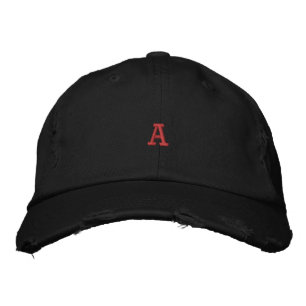 Monogram A Tryck Alfabet Trendigt Mångsidigt Svart Broderad Keps