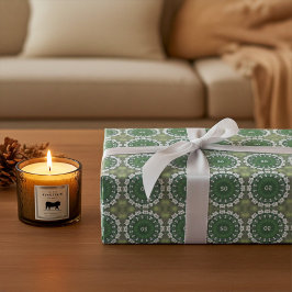 Monogram Abstrakt Blommigt Elegant Vår Grönt Presentpapper