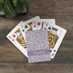 Monogram Abstrakt Blommönster Stilfull Lila Casinokort