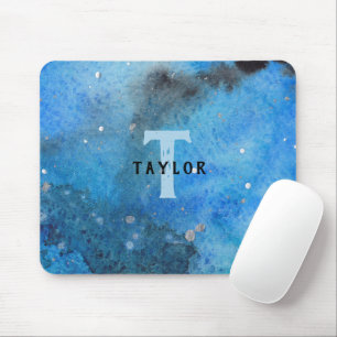 Monogram Abstrakt Blue Black Watercolor Fine Art Musmatta