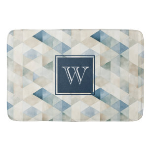 Monogram Abstrakt Blue Tranquil Beach Mönster Bath Badrumsmatta