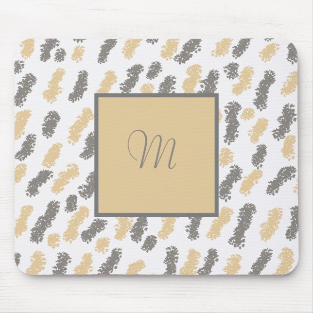 Monogram Abstrakt Grått Taupe Mouse Pad Musmatta (Framsidan)