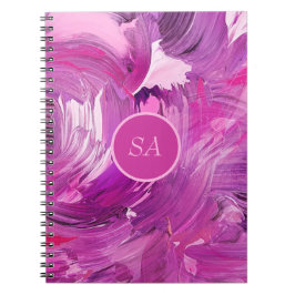 Monogram Abstrakt Konst Lila Rosa Penseldrag Anteckningsbok