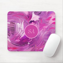 Monogram Abstrakt Konst Lila Rosa Penseldrag Musmatta