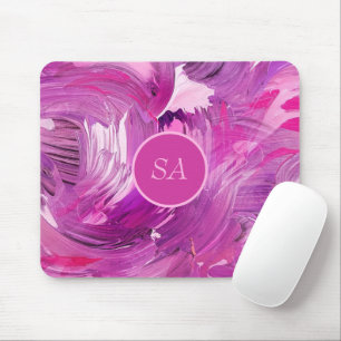 Monogram Abstrakt Konst Lila Rosa Penseldrag Musmatta