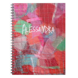 Monogram abstrakt Red rosa mönster girly Anteckningsbok