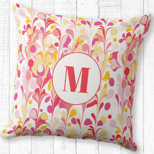 Monogram Abstrakt Retro Marble Mönster Kudde