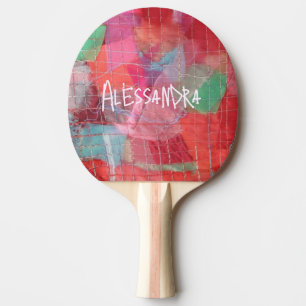 Monogram abstrakt röd rosa flickig söt pingisracket