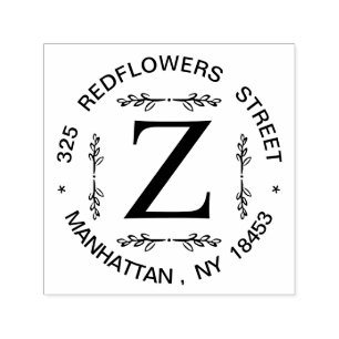 Monogram Adress bröllopsstämpel Självfärgande Stämpel