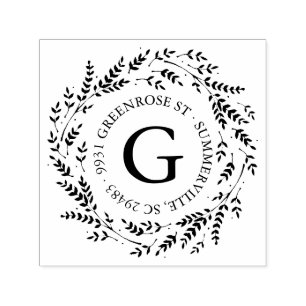 Monogram Adress Frimärke Självfärgande Stämpel