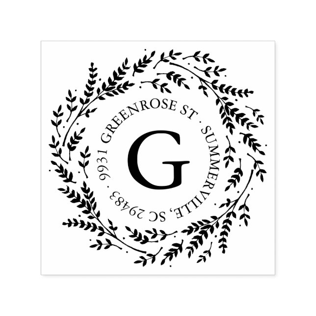 Monogram Adress Frimärke Självfärgande Stämpel (Design)