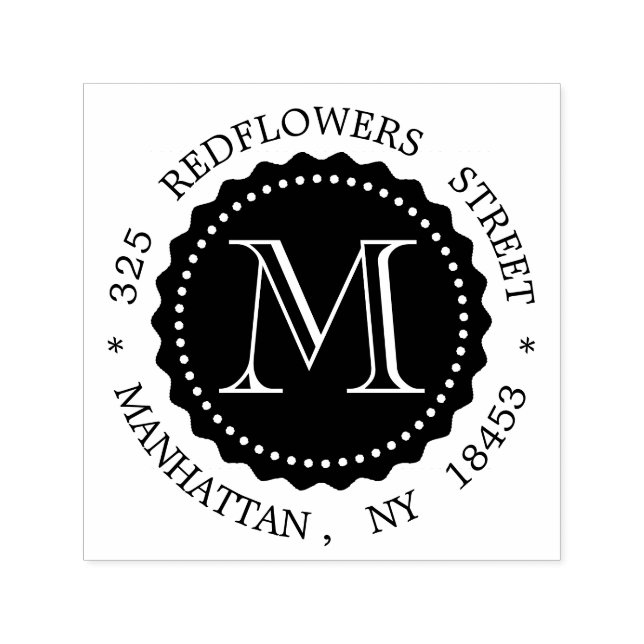 Monogram adress Frimärke Självfärgande Stämpel (Design)