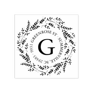 Monogram Adress Frimärke Stämpel