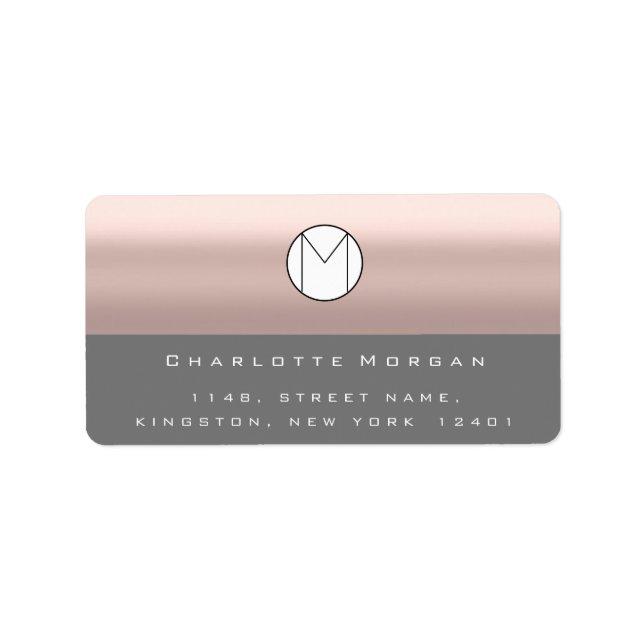 Monogram Adress Namn minimal Ro Grått OSA Adressetikett (Framsidan)
