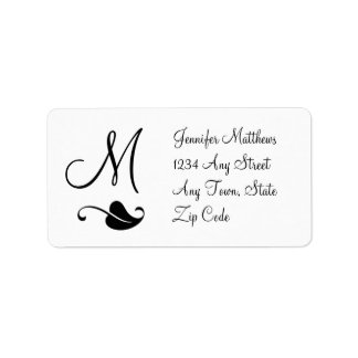 Monogram Adressetiketter, svartvitt Adressetikett