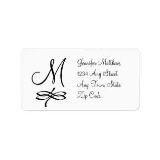 Monogram Adressetiketter, svartvitt Adressetikett