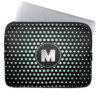Monogram Aero Blue Techno Dots Modern Laptop Sleeve