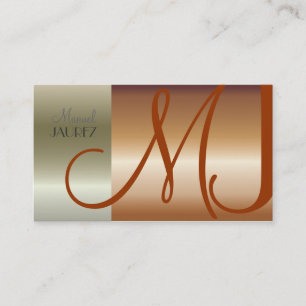 Monogram Affärskort faux borstad koppar/nickel Visitkort