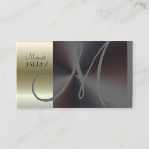 Monogram Affärskort faux borstat stål/smekle Visitkort