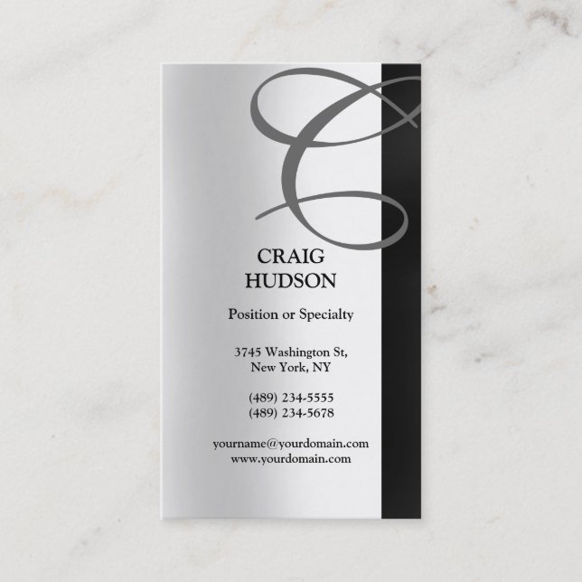 Monogram-Affärskort för calligrafi Visitkort (Framsida)