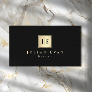 Monogram-Affärskort för svart och Guld-Professione Visitkort