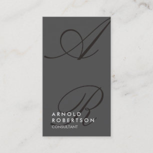 Monogram-Affärskort med enkelt Grått-Trendig Visitkort