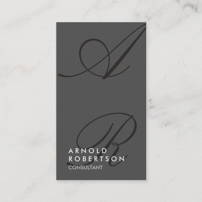 Monogram-Affärskort med enkelt Grått-Trendig Visitkort (Framsida)