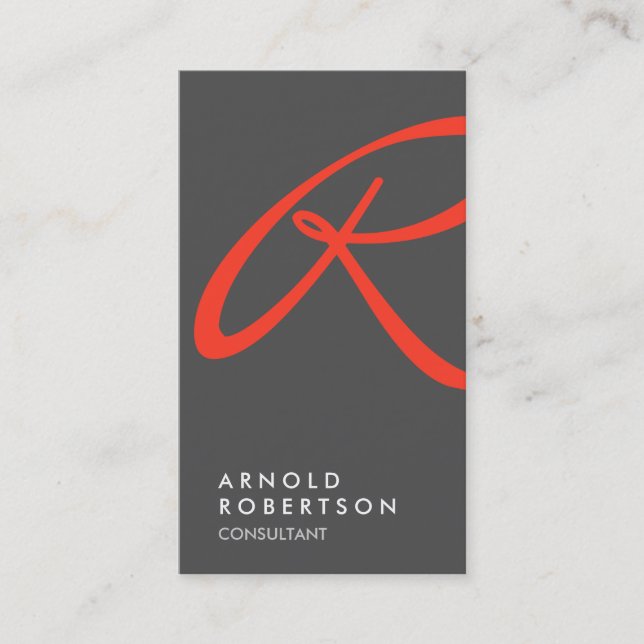 Monogram-Affärskort med enkelt Grått-Trendig Visitkort (Framsida)