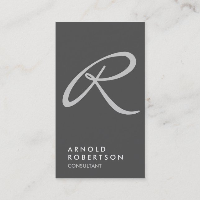Monogram-Affärskort med enkelt Grått-Trendig Visitkort (Framsida)
