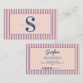 Monogram affärsverksamhet i rosa randig boutique visitkort