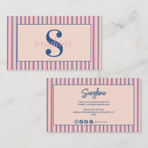Monogram affärsverksamhet i rosa randig boutique visitkort