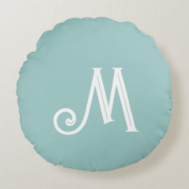 Monogram Äggskal Blå Rund Kudde