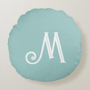 Monogram Äggskal Blå Rund Kudde