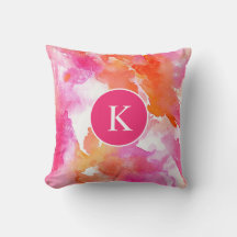 Monogram Akvarell Rosa Orange Abstrakt
