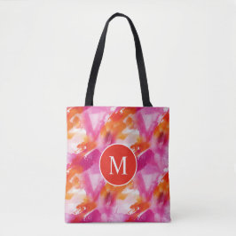 Monogram Akvarell Rosa Orange Abstrakt Tygkasse
