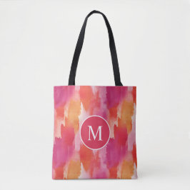 Monogram Akvarell Rosa Orange Abstrakt Tygkasse