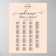 Monogram alfabetisk sittplatsskötsel skylt tavla
