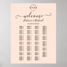 Monogram alfabetisk sittplatsskötsel skylt tavla