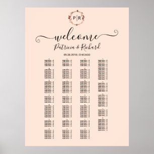 Monogram alfabetisk sittplatsskötsel skylt tavla