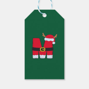 Monogram Alphabet brev M Santa Hat jul Presentetikett